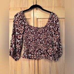 American Eagle ruched floral women’s top size small